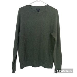 J Crew Mens Crewneck Lambswool Sweater Size S Green Pullover Knit